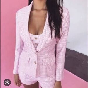 Meshki x Amber Pink Gingham Blazer